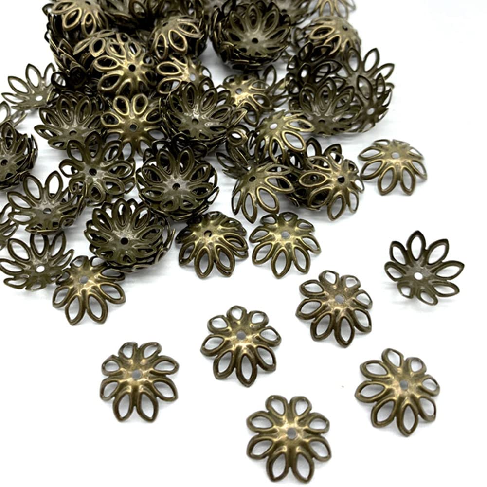 Zhiheng 500PCS 15mm Gold Tone Flower Bead Caps for Jewelry Making DIY Bead Working
