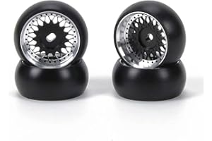 RCAWD RC Wheels Rims and Tires for 1/28 Wltoys Mini-Z, Mini-Q, Mini-D Kyosho, K969 K989 P929 Drift Rally Upgrades, Sun-Type, No More Glue RC Wheel Parts 25mm Diam Black