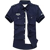 Gihuo Men's Military Tactical Shirt Short Sleeve Cargo Work Outdoor Hiking Camping Hunting Fishing