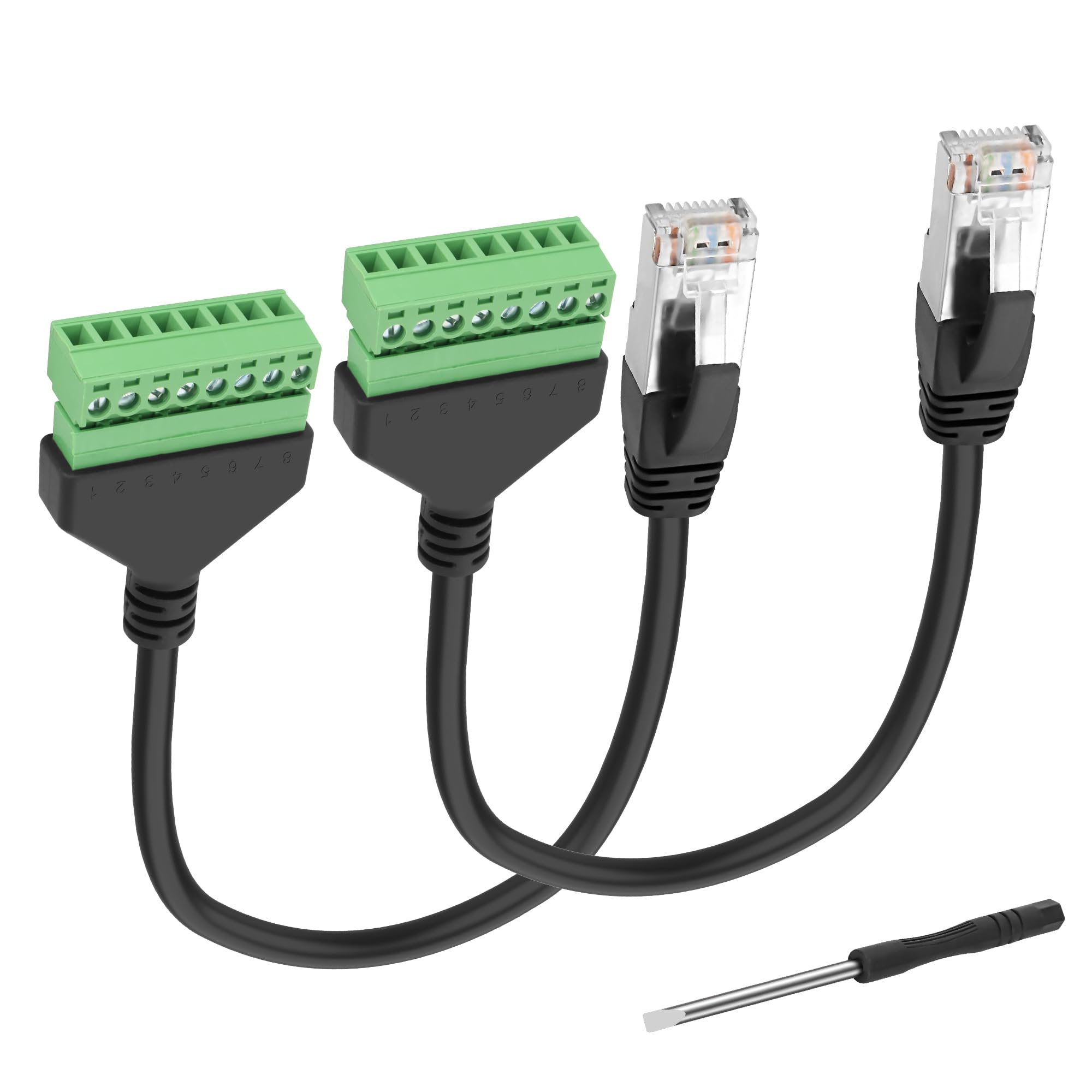 XMSJSIY RJ45 Screw Terminal Adapter RJ45 8P8C Male to 8Pin Solderless Terminals Adapter Breakout Board Cable Ethernet Extender Network Connector for CCTV Cat5/6/7-2PCS