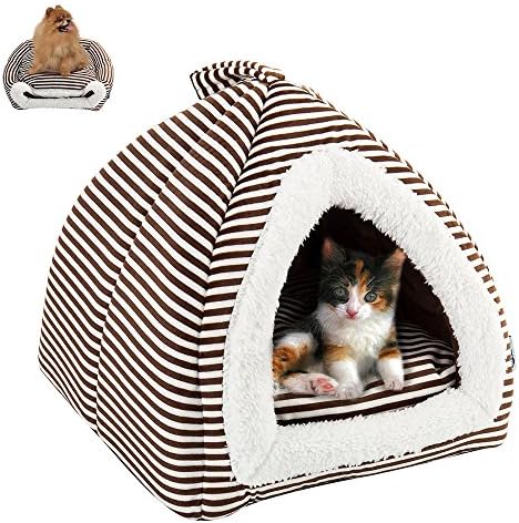 Seacan Soft Warm Pet Dogs Cat Bed House Plush Cozy Nest Mat Pad Cushion Pet Cave For Snooze Pet Tent- Small/Medium (M)