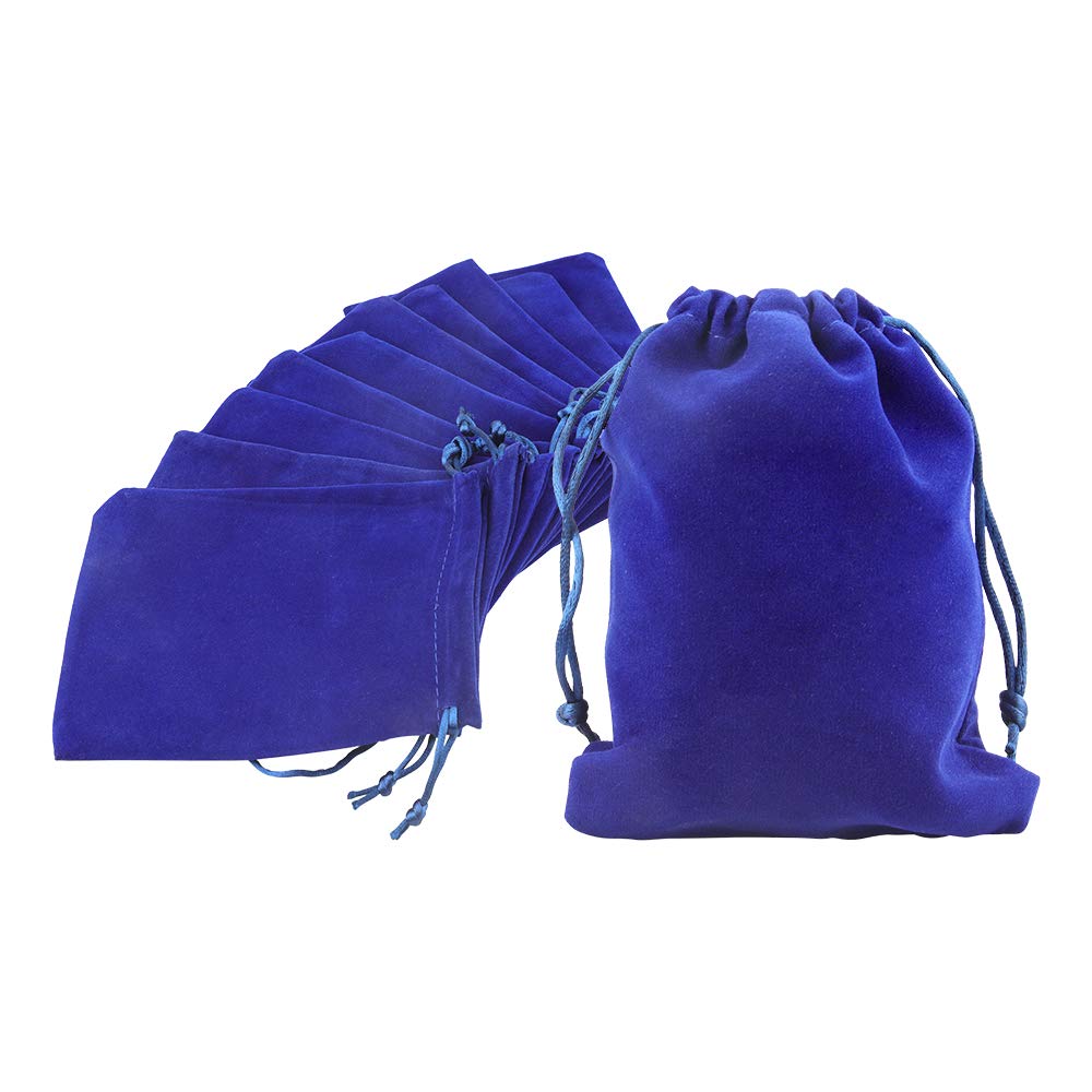 G2PLUS Blue Velvet Jewellery Pouches, 12x15CM Velvet Drawstring Bags for Jewellery, 20PCS Medium Soft Gift Bags with Drawstrings for Wedding, Party, Valentine's Day, Anniversary