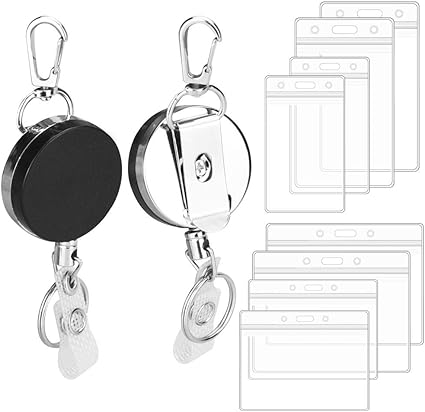 Amazon Coolbotang 吊り下げ名札用リール2個セットリールキーホルダー キーリールリール ストラップード リール リールストラップ 名札ホルダー ネームホルダー クリップ 伸縮 社員証 ケース 名札ケース Idカード付き 名札 ホルダー 文房具 オフィス用品
