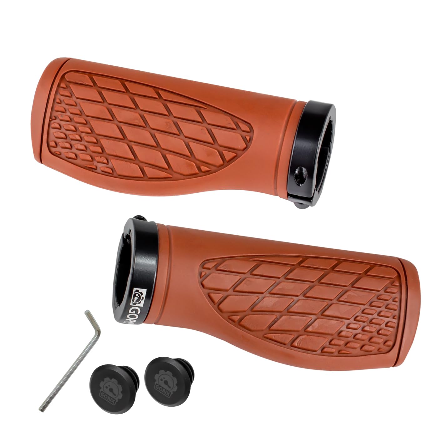 GORIX Bike Ergo Grips Bar End Cycle Lock On Handlebar Mountain Bicycle MTB [95mmｘ95mm・128mmｘ95mm](GX-AGOO) (Brown, 95mmｘ95mm)