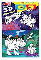 Melissa & Doug Easy-to-See 3-D Marker Coloring Puzzles - Space and Dinosaurs (24 pcs each)