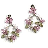 Pink Hydrangea Oval Post Earrings #3754