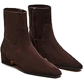 RJYLP Women's Ankle Boots Square Toe Low Chunky Block Heel Booties Comfortable Short Boots Side Zipper Booties Shoes