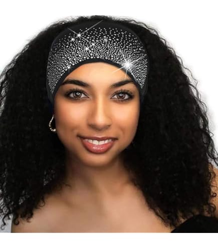 Amazon.com : CAKURE Crystal Wide Headband Black Stretchy Head