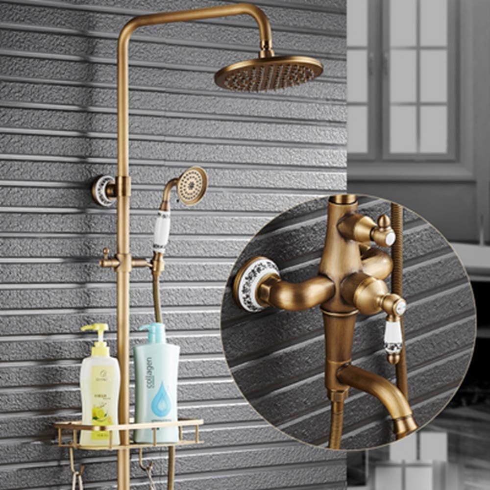 FCXBQ Shower Set - Wall-Mounted Shower - Bath Shower Mixer, Gold, 1