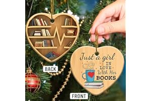 64HYDRO 2023 Christmas Ornaments, Christmas Tree Decorations - Book Lover TTYZ0810007Z - Heart Ceramic Ornament - Best Gifts for Christmas (Pack 1)