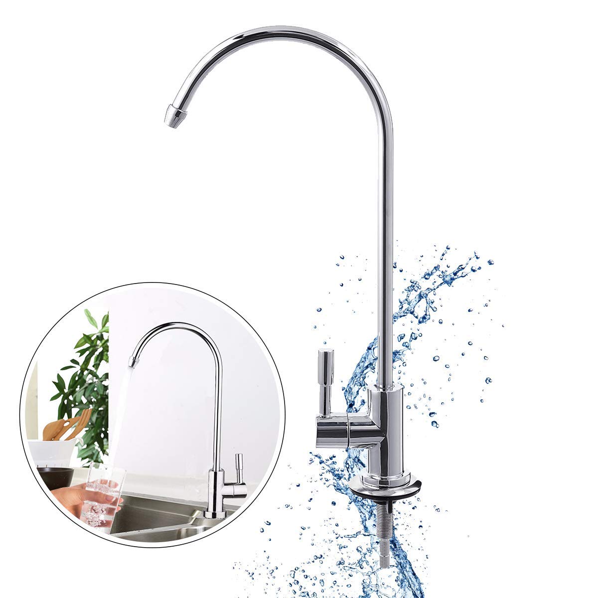 Drinking Water Tap Stainless Steel Single Handle Sink Faucet Hot and Cold Single Lever Kitchen Faucets Bathroom