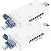 Micro SD Card Reader for Android, Micro SD Card to USB Adapter, USB C SD Card Reader for Camera Memory Card Reader, Wansurs 6 in 1 SD Card Reader (2 Pack White)
