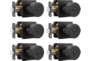 goldenwarm 6 Pack Matte Black Door Knobs Interior, Privacy Door Knob for Bedroom Door Knob, Black Interior Door Knobs Privacy