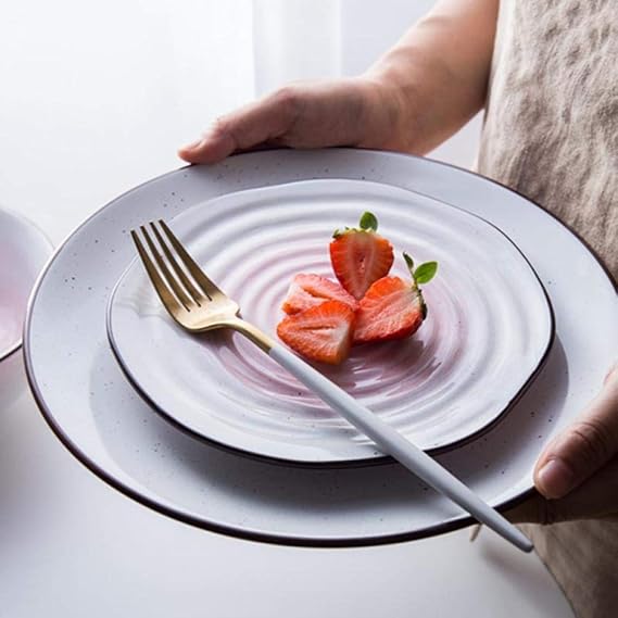 1 UNIDS Creativo Plato Cena Rosa Azul De Cerámica De Porcelana ...