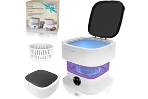 CNCJ Mini Portable Washing Machine, 16L 60W Small Foldable Washer with Spin Dryer, Collapsible Luandry Washer, Compact Lavadora Portatil for Baby Clothes, Underwear, Travel Camping Apartments Purple