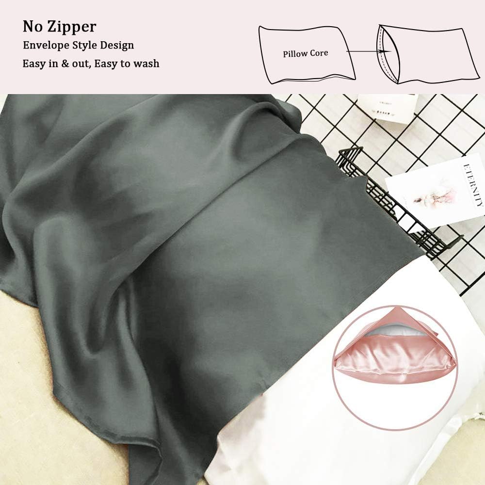Nappo Satin Pillowcase for Hair and Skin Queen Size Cover Set of 2（20X30 inches Light Grey: Kitchen & Dining