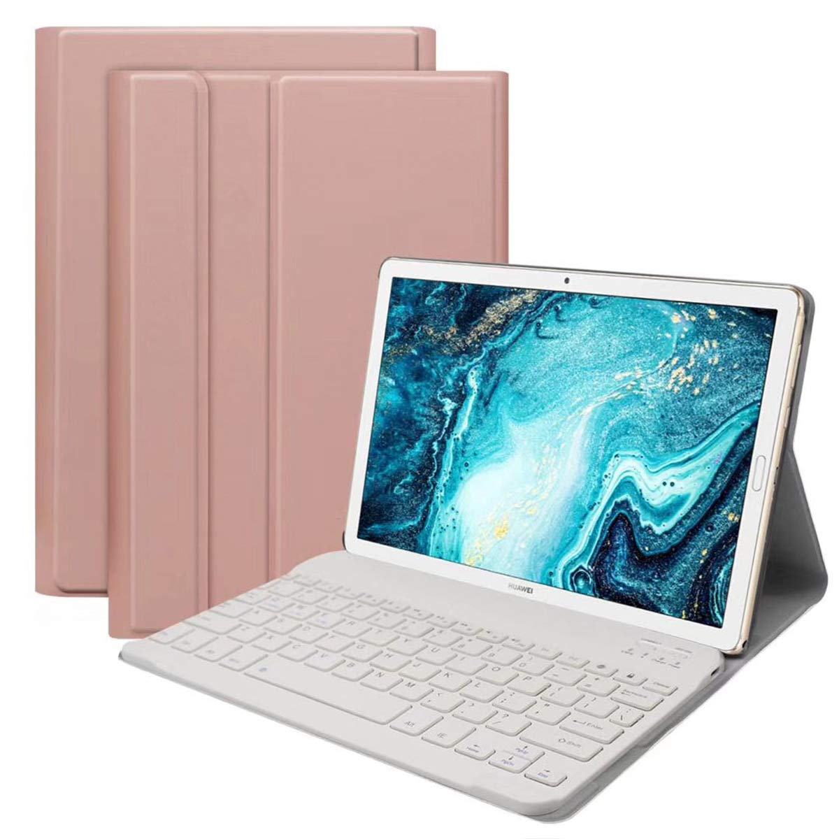Claelech For Huawei Matepad Pro 10.8 2019 Keyboard Case, Magnetic Slim Flip Leather Case Stand Cover with Detachable Wireless Bluetooth Keyboard Matepad Pro 10.8 (Rose Gold)
