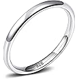 EAMTI 2mm 4mm 6mm 925 Sterling Silver Ring High Polish Plain Dome Wedding Band Comfort Fit Size 3-13