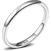 EAMTI 2mm 4mm 6mm 925 Sterling Silver Ring High Polish Plain Dome Wedding Band Comfort Fit Size 3-13