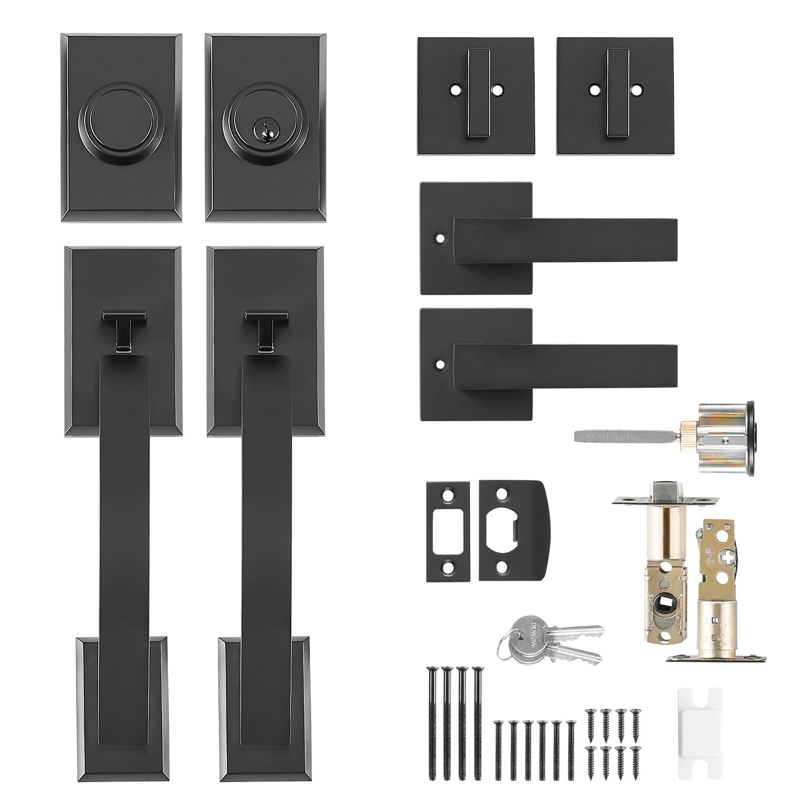 Ssl Handle VEVOR Double Door Handle Set, Matte Black Arched Door Lever, Double ...