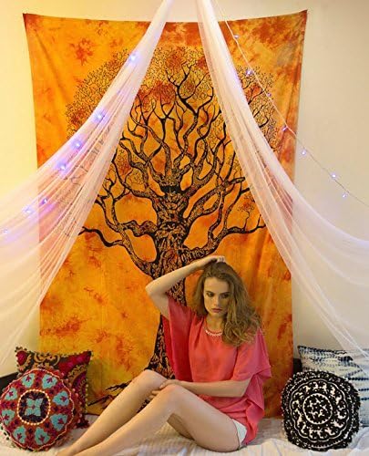 New Collection of Orange Native Purity Tree of Life Tapestries , Hippie Tapestries , Bohemian Boho Tapestry , Dorm Tapestry ,Wall Tapestries, Tapestry Wall Hanging by Tapestry Hub