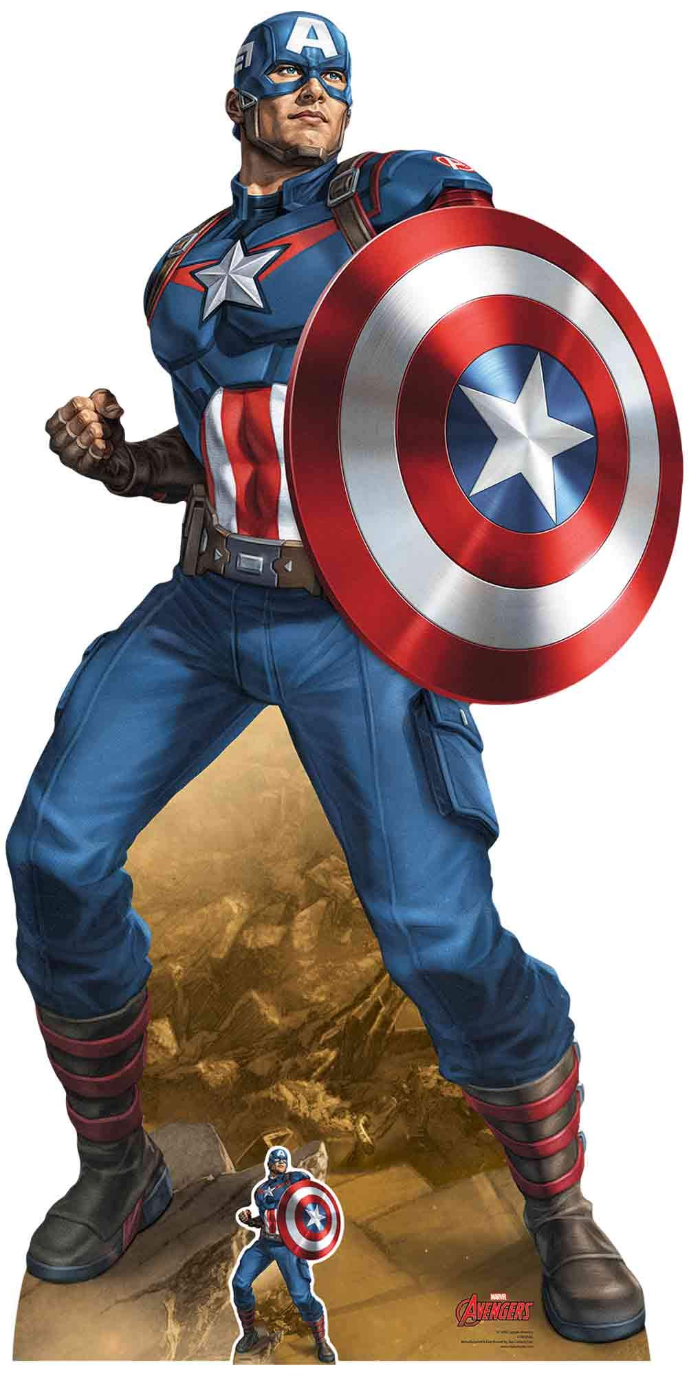 Star Cutouts SC1409 Avengers Marvel Legends Captain America Cardboard Cutout - Earth's Mightiest Hero - Perfect for Marvel Fans, Collectors, Parties & Events Height 184cm