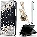 (2016 Version) For Samsung Galaxy J7 J710 Bling Wallet Case,Vandot PU Leather Flip Stand Magnetic Closure Glitter Diamond Shinning Practical Protective Cover Camellia Flower +Anti Dust Plug+Stylus Pen