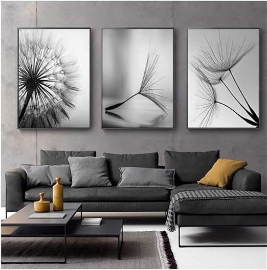 Langge Druck Auf Leinwand Lowenzahn Blume Modern Schwarz Weiss Kunstdruck Bild Wohnkultur Wohnzimmer Abstrakte Wandplakat 3x60x80cm Ohne Rahmen Amazon De Kuche Haushalt