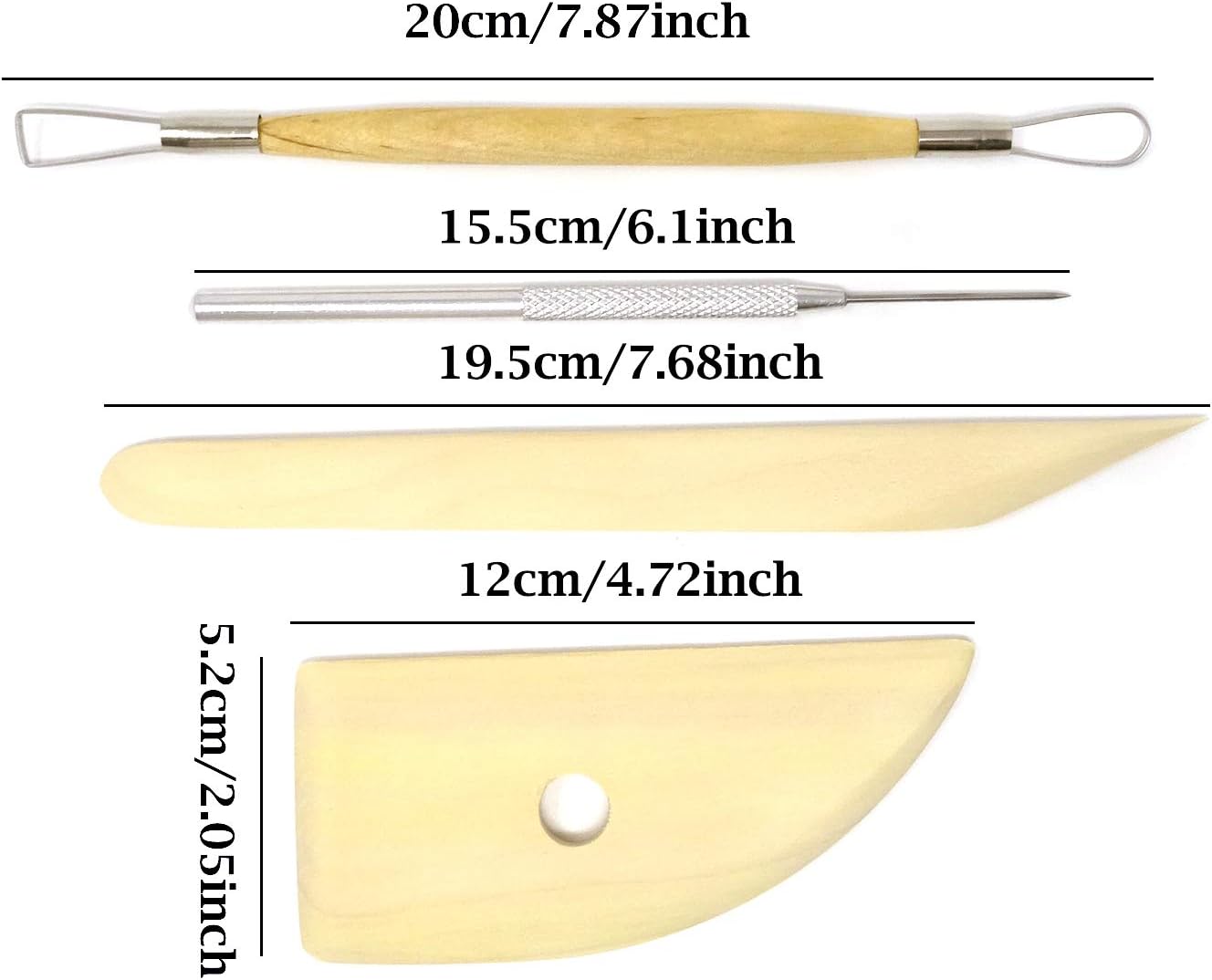Honbay 8-Piece Wooden Pottery Clay Wax Tool Kit Carving Sculpting Modeling Tool Set