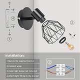 Dehobo Industrial Wall Light with E14 Socket Adjustable Cage 2 Pack Black view 5