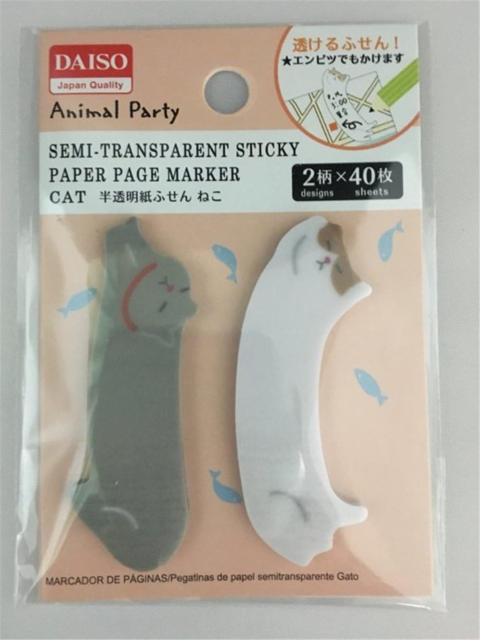 Cute CAT Semi-Transparent Sticky Paper Page Marker 2x40Pages