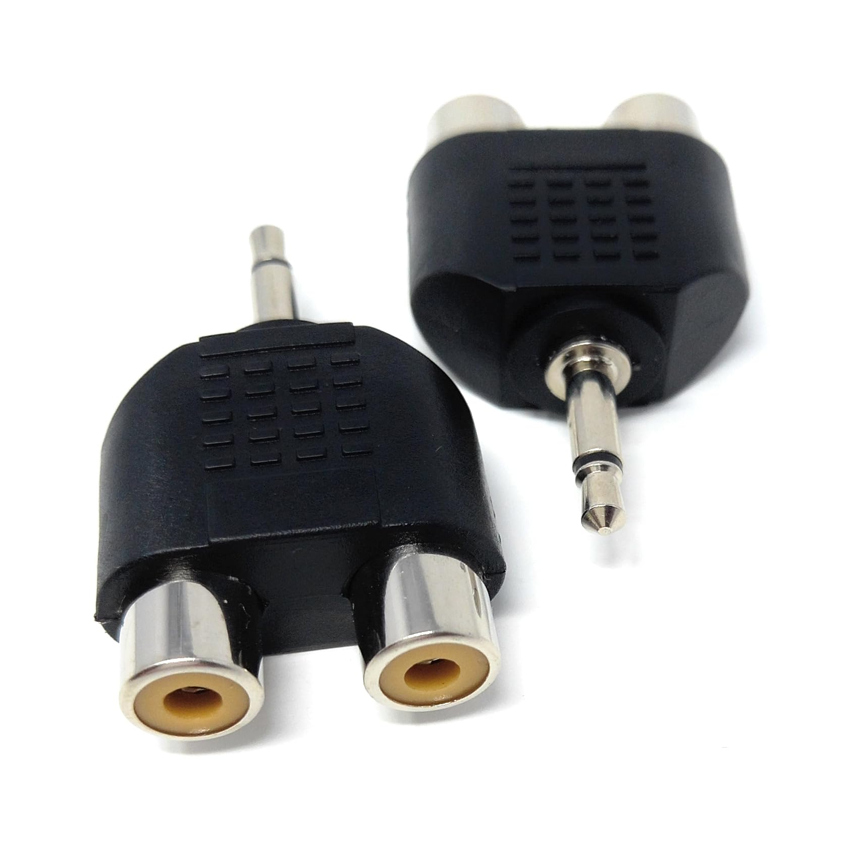 DRUT 2pcs. 3.5mm MONO Jack to 2 x RCA Female Phono Connectors Plugs Audio Video Cable Adapter