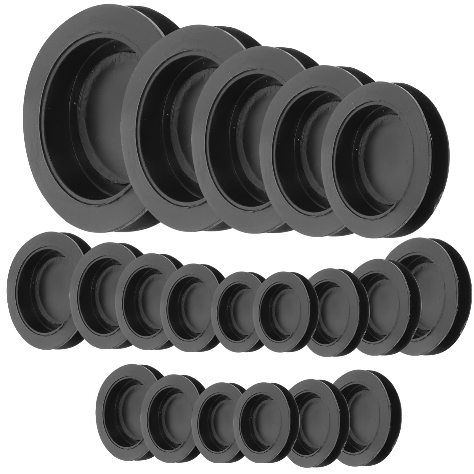 Alipis Oval Rubber Saving Box Plug Black Piggy Bank Stopper Cover, Round Plug Money Jar Stoppers Replacement Covers (5 Sizes), 20pcs Oval Piggy Bank Stoppers