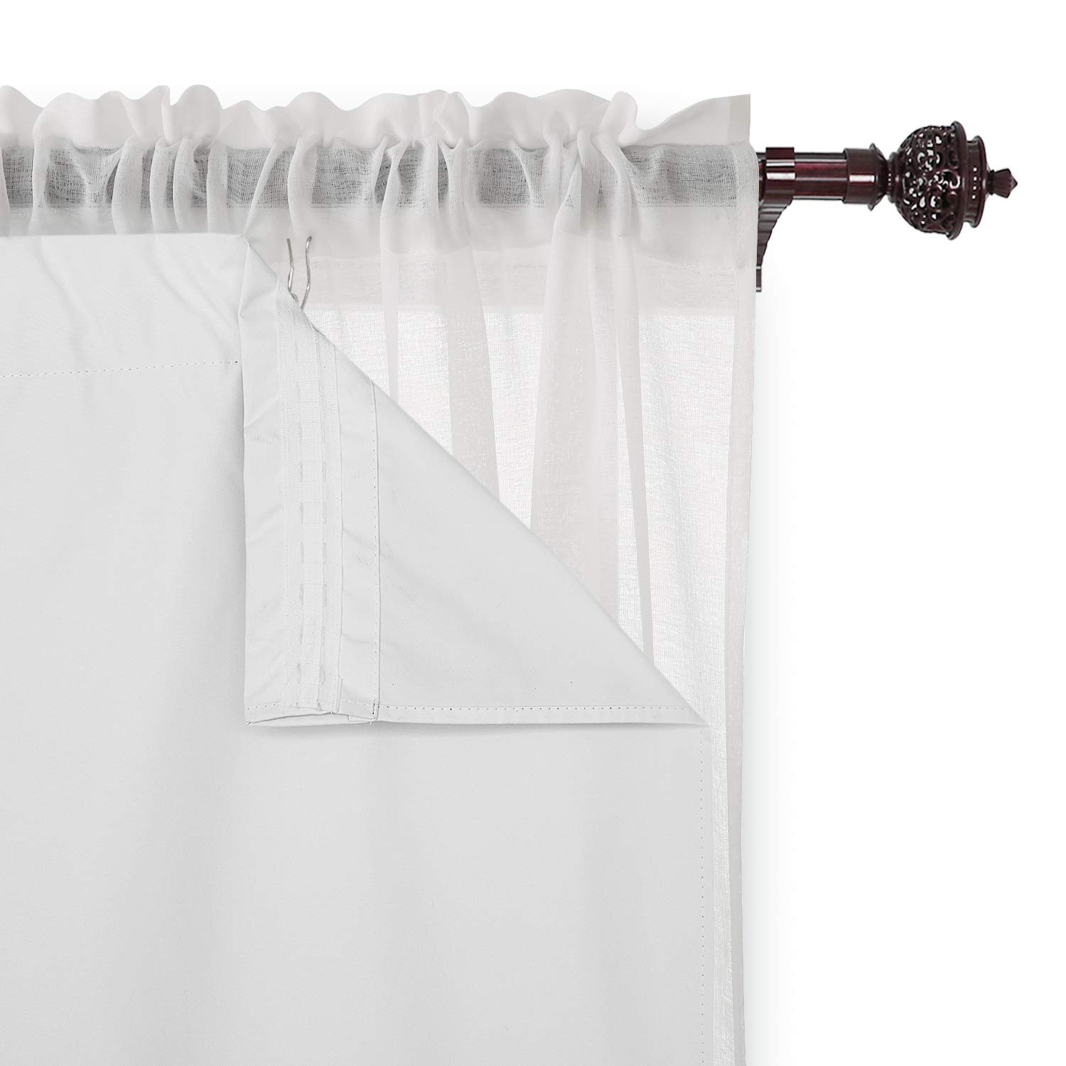 Galleon Deconovo White Blackout Curtain Liner Curtain Liner Rod