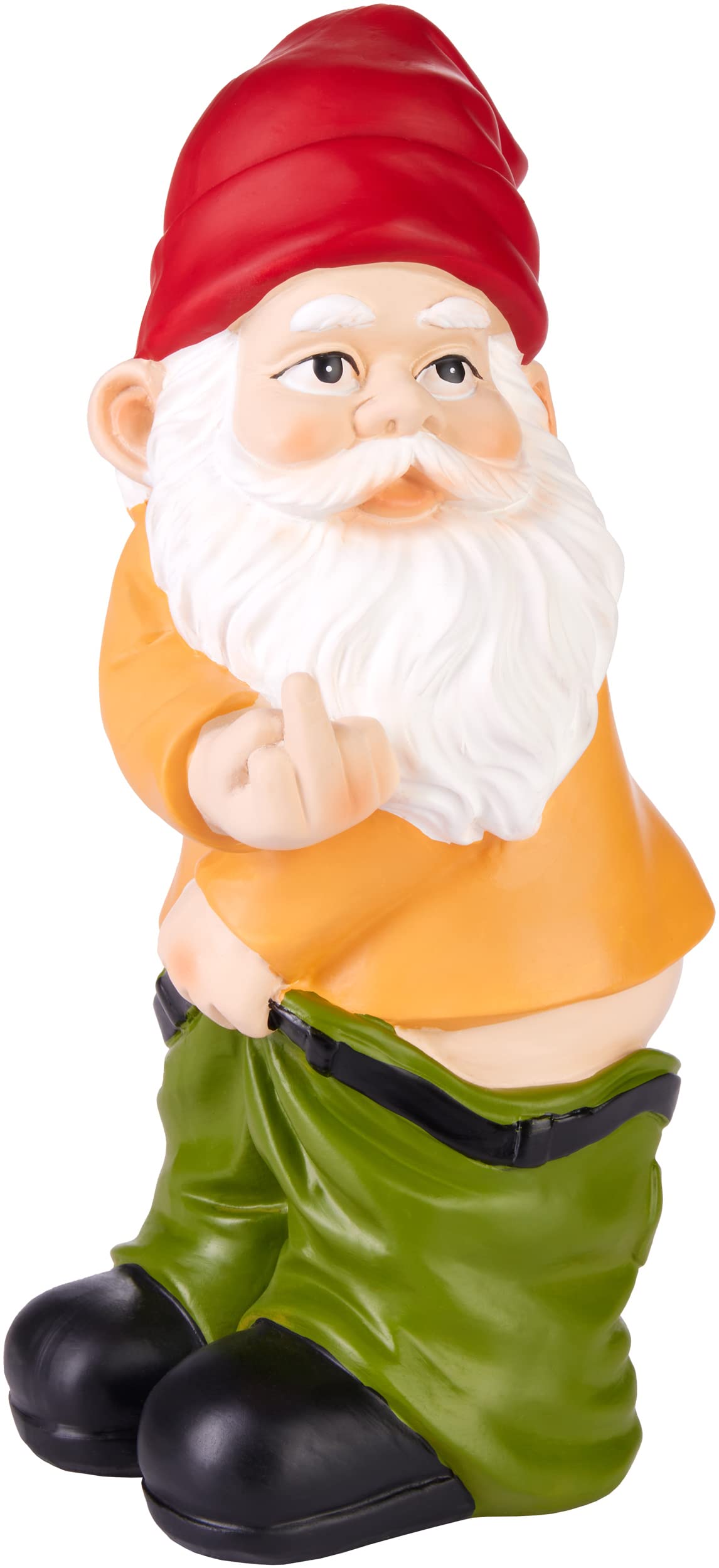 BRUBAKER Garden Gnome Middle Finger - Rude Gnome with Bare Bottom - Funny Garden Ornaments - Weatherproof Decoration for Garden Camping and Outdoor - 9.5 inches tall