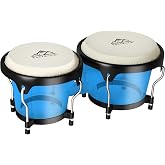 EastRock Bongo Drums 6&rdquo; and 7&rdquo; Set for Adults Beginners Professionals Transparent Cavity and Metal Bongos Drum Percussion Instruments with Tuning Wrench (Blue 6&rdquo;+7&rdquo; Bongos)