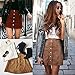 Gamery Women's High Waist Faux Suede Button Closure Plain A-line Mini Short Skirt Small Brown