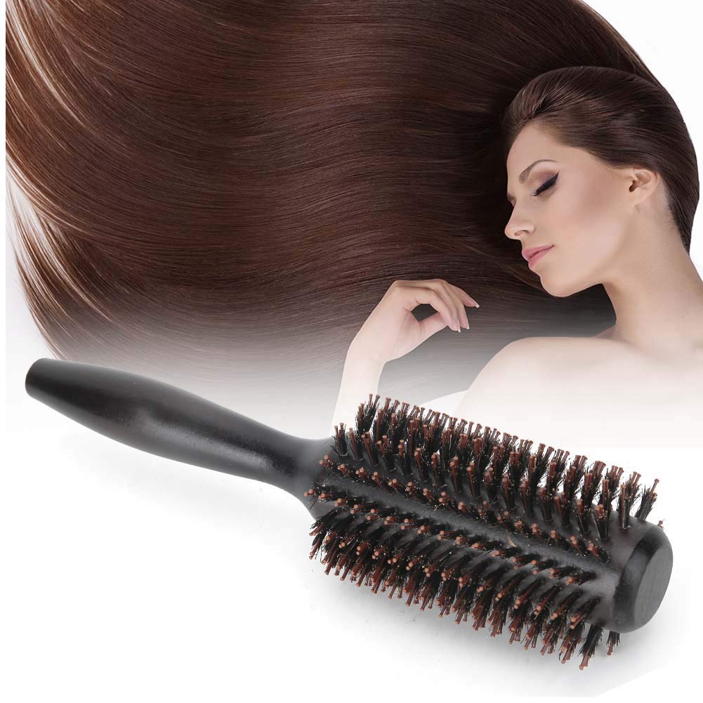Detangling Brush, Heat Resistant Curly Hair Brush Hair Rolling Comb Blow Dryer Brush Solid Wood Tube Roller Anti-Static Curling Brush
