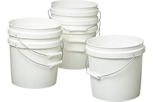 Consolidated Plastics 2 Gallon Food Grade Buckets, BPA Free Container Storage, Durable HDPE Pails, Made in USA (6 Pack, White) - NO LIDS