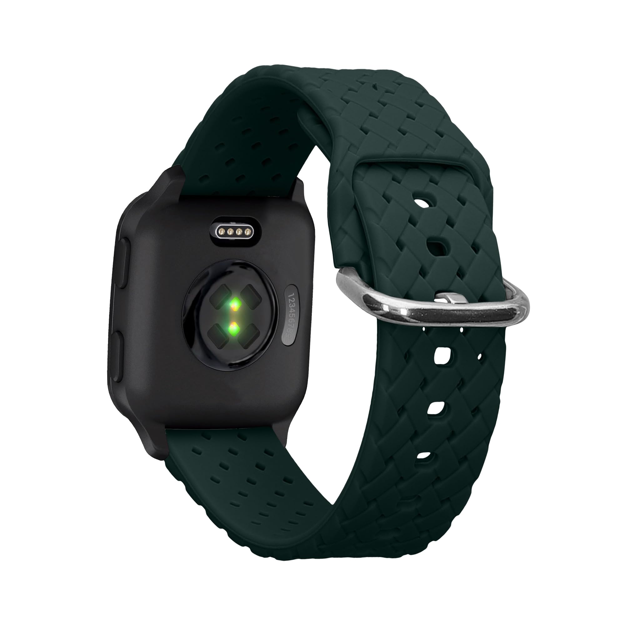 kwmobile Braided Silicone Strap Compatible with Garmin Venu Sq 2 Music/Sq 2 Strap - Replacement Watch Band - Dark Green