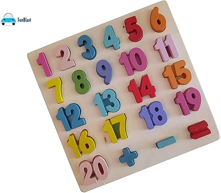 FunBlast 3D Wooden Number Learning Board  Numer and 123 Learning Educational Board for Kids/Toddlers/Children | Montessori Digital Board Educational Number Learning Puzzle Toy