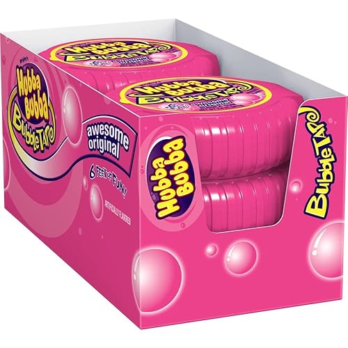 HUBBA BUBBA Bubble Gum Tape - Original Chewing Gum Bulk Pack, 2 oz, Pack of 6 Candy Bulk