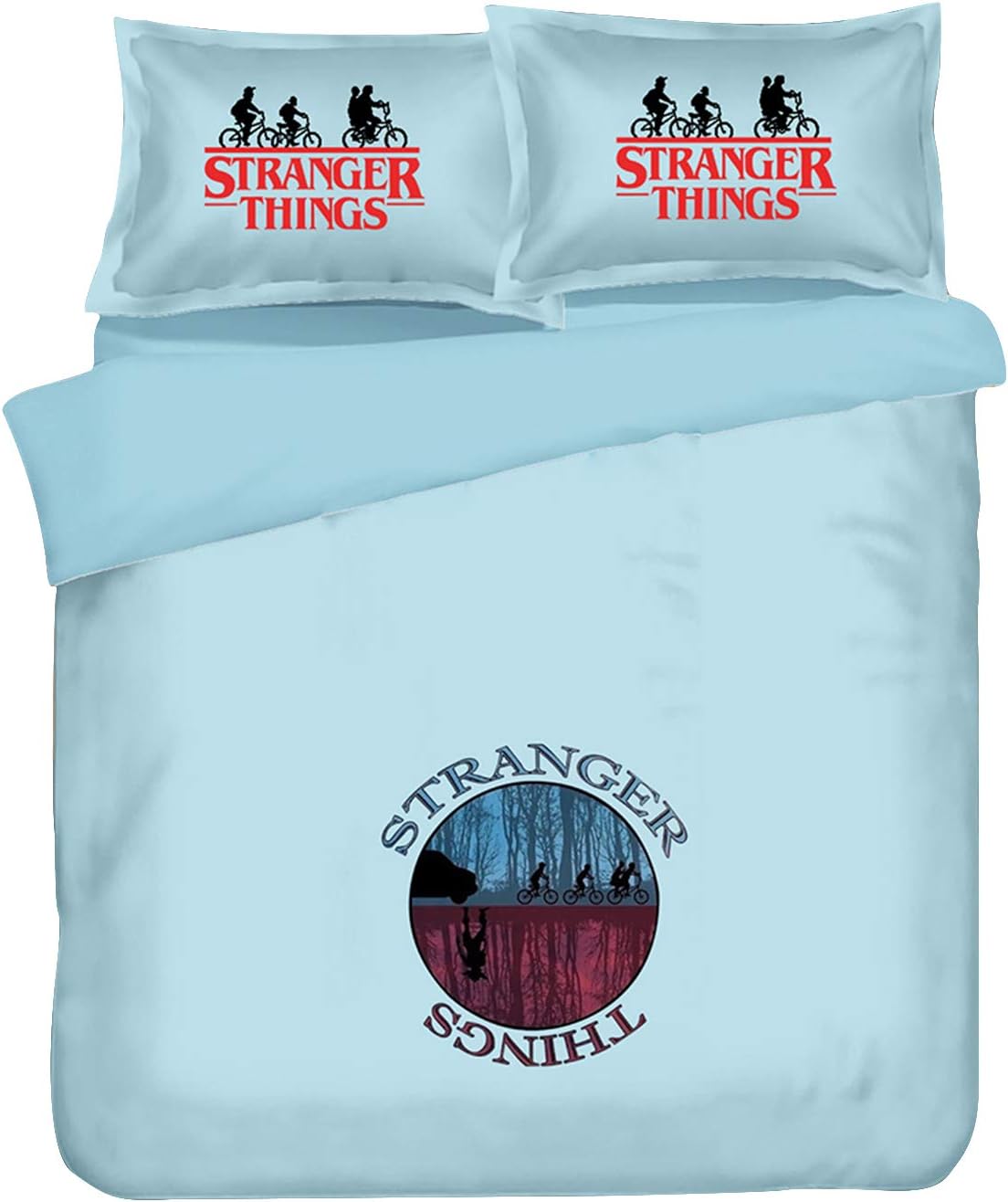 Stranger Things Bedding, Men Women Stranger Things Inspire Design 3D Printed Soft Duvet Cover Set Unisex Boys Girls 3PCS Bedding Sets Include 1 Duvet Cover, 2 Pillowcases (D,TWIN(173*218cm)-3pcs)