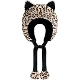 Markest Plush Leopard Hat Novelty Animal Hat Leopard Hat with Ears Furry Winter Hat Party Costume Hood