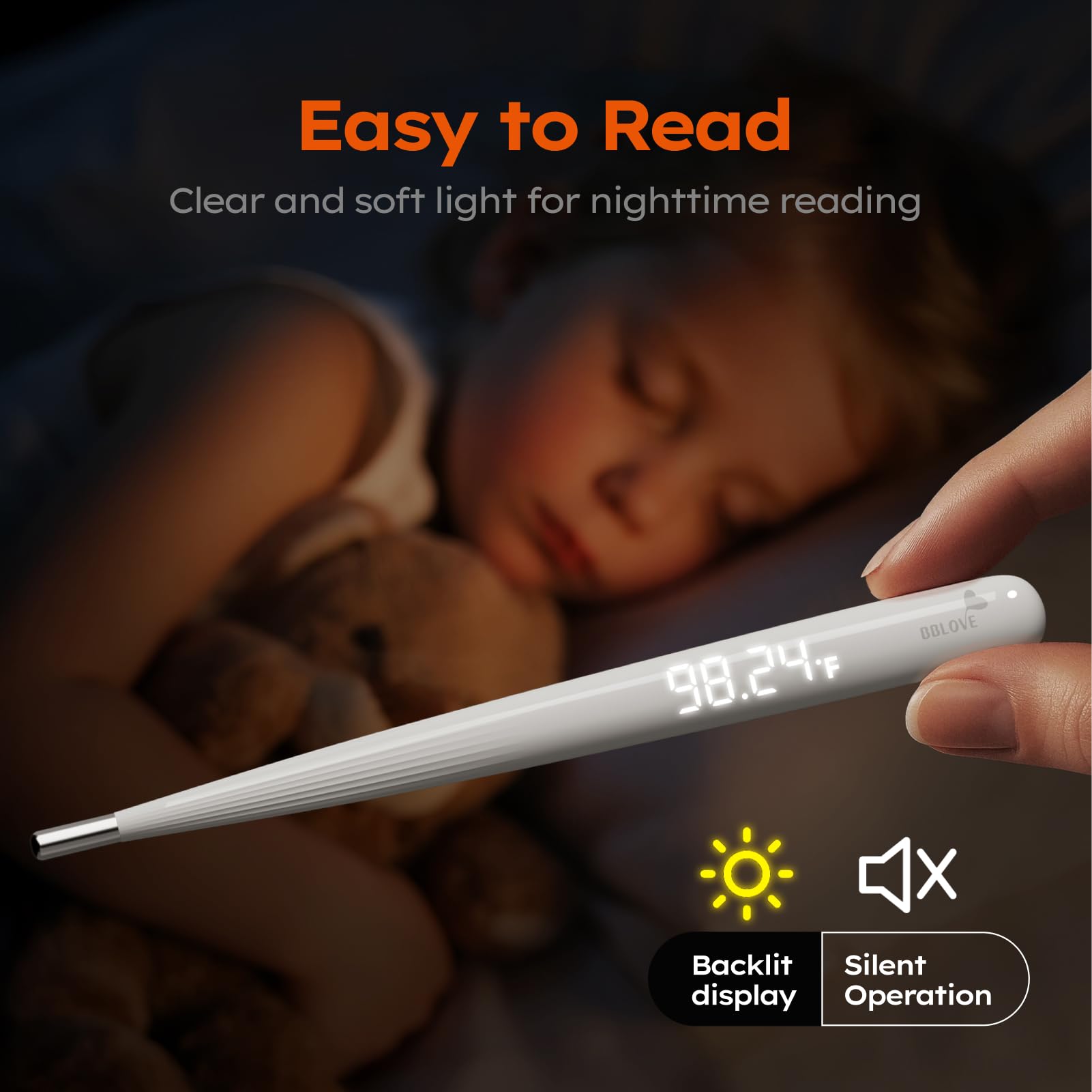 BBLOVE Oral Thermometer for Adults and Kids，Rechargeable Fast Reading Digital Thermometer with LED Display，Medical-Grade Accurate Rectal Thermometer for Babies