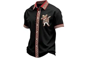 Polo Shirts for Men Cinco De Mayo Shirt Retro Dabbing Mexican Poncho Shirt Henley Button Fiesta Shirts Cinco De Mayo Outfit