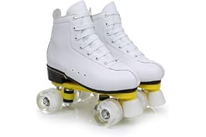 Roller Skates Womens Size 8 White Classic Skating High-Top Double-Row Leather Skates