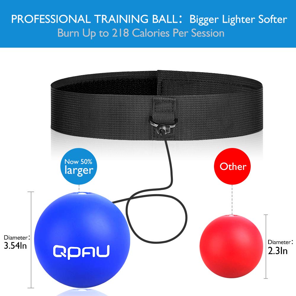 QPAU (Upgraded) Boxing Reflex Ball, Larger Reflex Ball Solo Boxing Ball Great for Beginners, Perfect for Speed Reactions, Punching Speed and Hand-Eye Coordination Blue