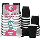Yuxitia Black Disposable Paper Cups,60pcs Paper Cups For DIY Wedding Christmas Party Picnic BBQ Travel and Event 8OZ (Black)