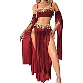 ShawGobow Exotic Wear Dancer Outfits,High Slit Skirt Sexy Lingerie For Women,Belly Dance Costume Cosplay Festival